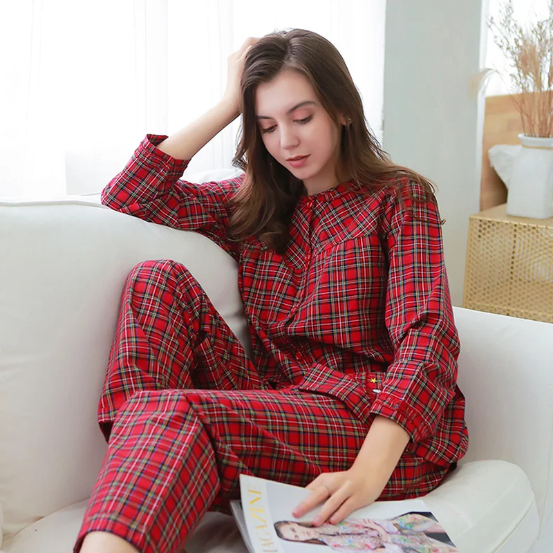 Pijama women 100% cotton long-sleeved spring and autumn plus size thin ladies woven pajamas set
Pijama women 100% cotton long-sleeved spring and autumn plus size thin ladies woven pajamas set
