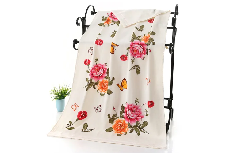 Махровые двухслойные полотенца из хлопка с цветочным принтом 3 шт. в комплекте