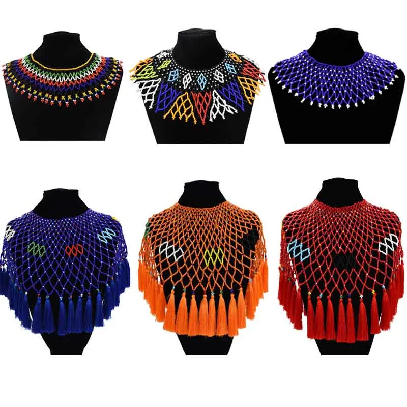 

Ethnic African Big Chunky Bib Statement Choker Bohemia Women Indian Egypt Tribal Multicolors Beaded Necklaces Lady Party Gift