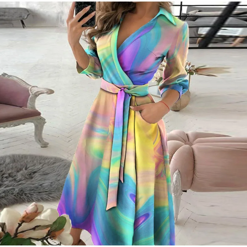 Women Elegant Maxi Dress Sexy V-Neck Three Quarter Sleeve Cross Lace Up Belt Dress Office Lady Polka Dot Print Party Dresses
Women Elegant Maxi Dress Sexy V-Neck Three Quarter Sleeve Cross Lace Up Belt Dress Office Lady Polka Dot Print Party Dresses