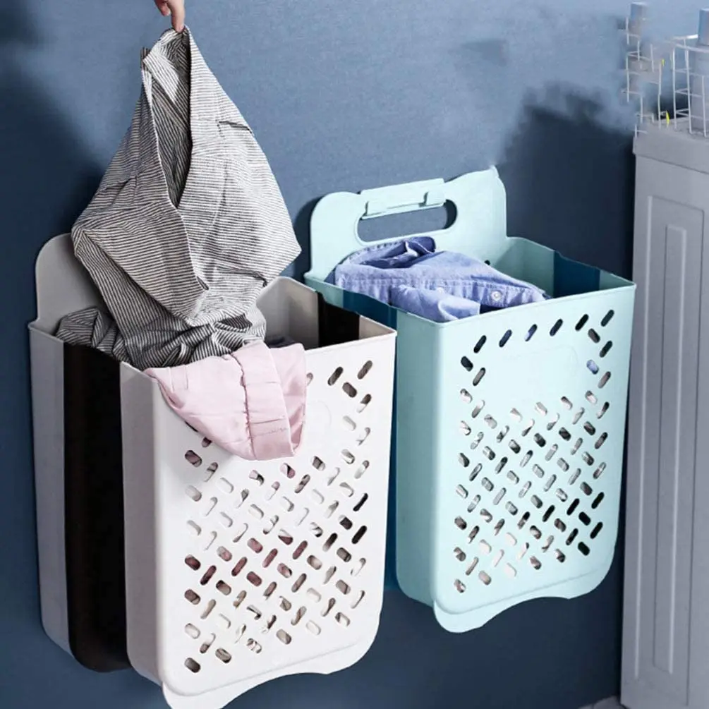 Household Hanging Laundry Basket Collapsible Wall Mount Laundry Hamper Bathroom Clothing Holder Organizer with 2 Adhesive Hooks
Household Hanging Laundry Basket Collapsible Wall Mount Laundry Hamper Bathroom Clothing Holder Organizer with 2 Adhesive Hooks