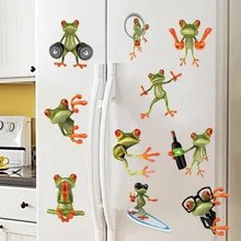 Мультяшные забавные настенные наклейки 10 Pose Frog для автомобиля