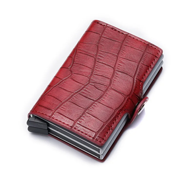 BISI GORO Anti ID Credit Card Holder Rfid Blocking Leather Cardholder Security Aluminum Double Box Wallet Creditcard Case | Багаж и сумки