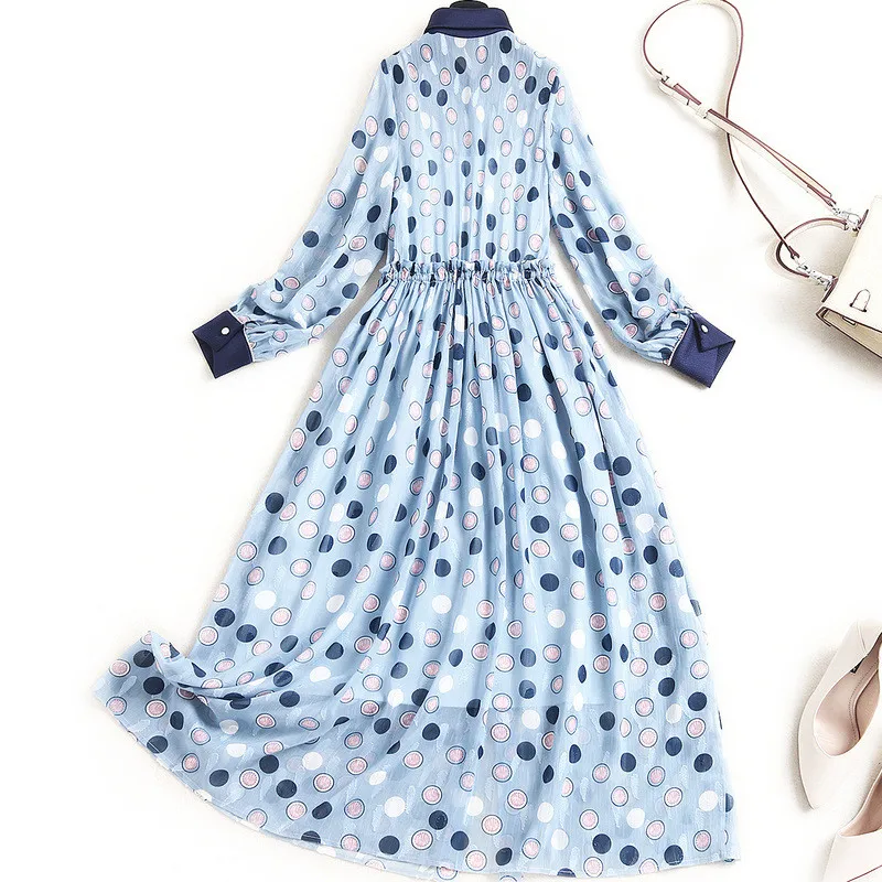 Long Sleeve Polka Dot Print Midi Chiffon Dress Spring Woman Clothes Fashion Turn Down Collar Vestidos Casual Robe Femme XXL Size
Long Sleeve Polka Dot Print Midi Chiffon Dress Spring Woman Clothes Fashion Turn Down Collar Vestidos Casual Robe Femme XXL Size