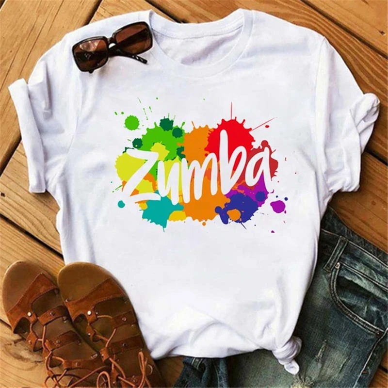 Забавная футболка с графическим принтом Vogue Love Zumba черная для танцев женская