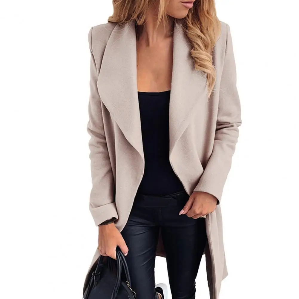 Women Oversize Coat 2021 Solid Color Belt Autumn Winter Large Lapel Waist Tied Long Coat for Office
Women Oversize Coat 2021 Solid Color Belt Autumn Winter Large Lapel Waist Tied Long Coat for Office