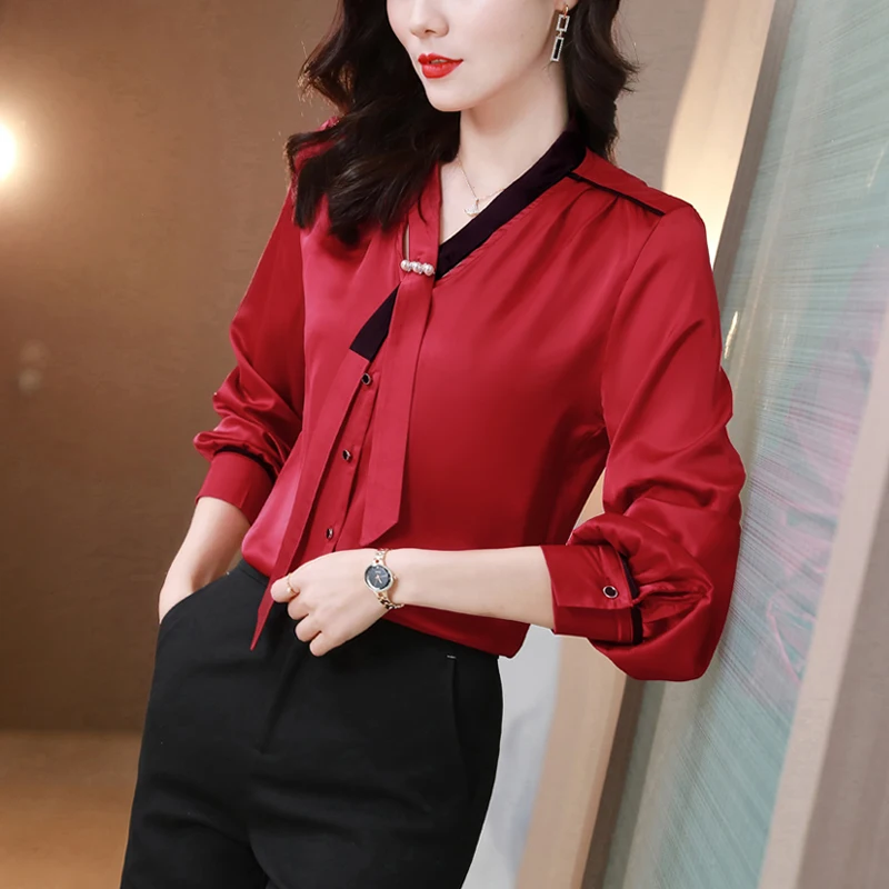 2021 Новая мода милые весенние женские блузы с длинным рукавом элегантное платье с воротником-стойкой и галстуком-бабочкой однотонные красны...
2021 Новая мода милые весенние женские блузы с длинным рукавом элегантное платье с воротником-стойкой и галстуком-бабочкой однотонные красны...