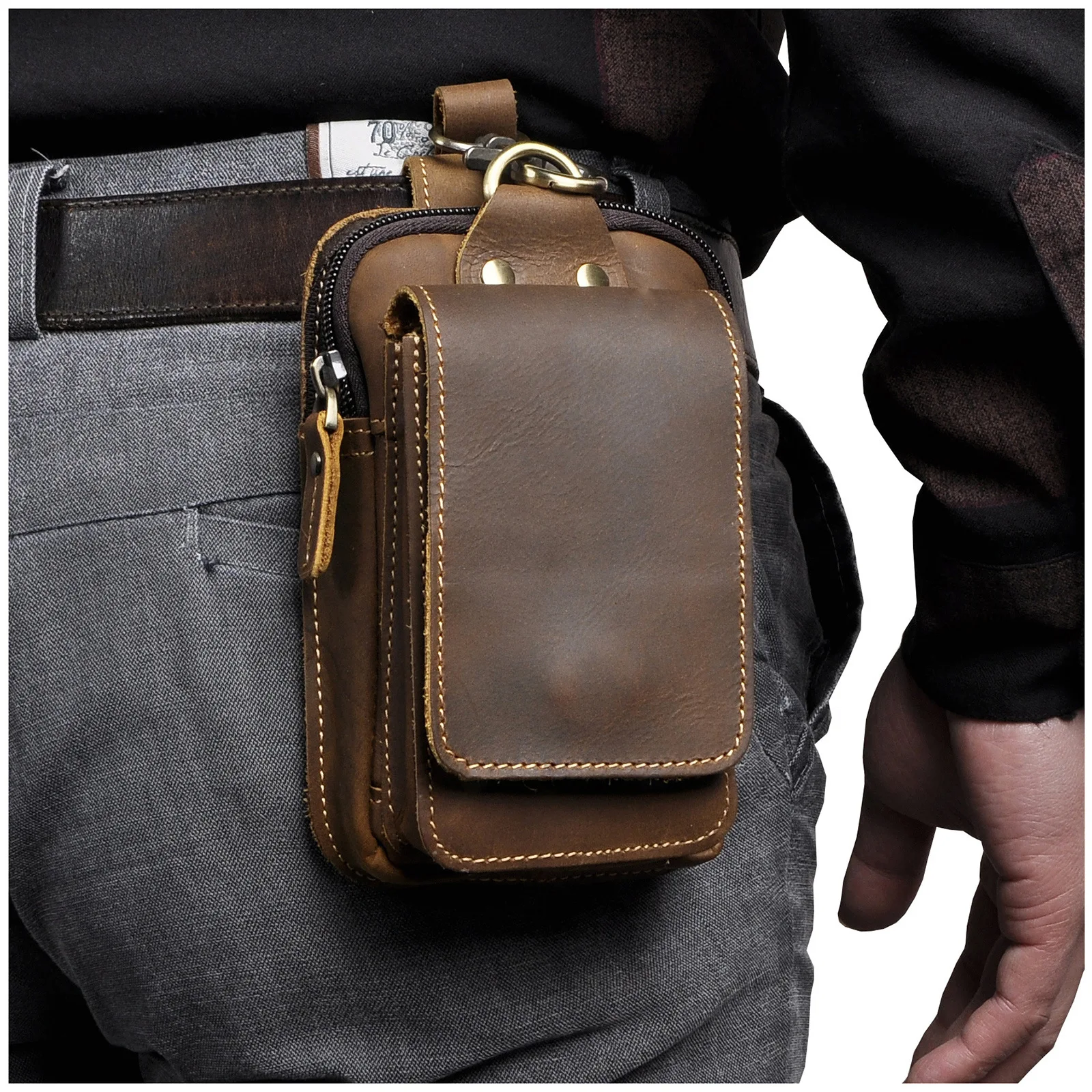 SMAWESTAR Men's Waist Chest Packs Bag Male Genuine Leather Fashion Mobile Phone Camera Outdoor 6-Inch with Hook Small Waist Pack
SMAWESTAR Men's Waist Chest Packs Bag Male Genuine Leather Fashion Mobile Phone Camera Outdoor 6-Inch with Hook Small Waist Pack