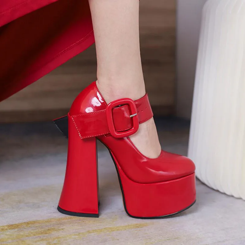 2021 New Sexy Women's 15CM Pumps Patent Leather Thick Heel Platform Women Fashion Mary Jane Shoes Black Red Big Size 35-43
2021 New Sexy Women's 15CM Pumps Patent Leather Thick Heel Platform Women Fashion Mary Jane Shoes Black Red Big Size 35-43