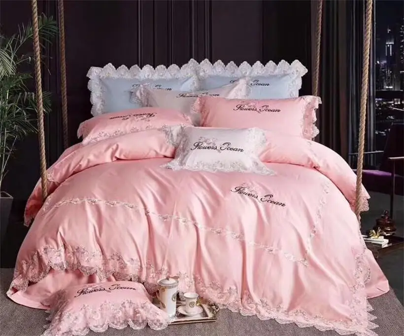 Pink Blue Lace Ruffle Floral Shabby Chic Duvet Cover Set with Bed sheet 600TC Egyptian Cotton Bedding Sets Queen King J Pieces
Pink Blue Lace Ruffle Floral Shabby Chic Duvet Cover Set with Bed sheet 600TC Egyptian Cotton Bedding Sets Queen King J Pieces