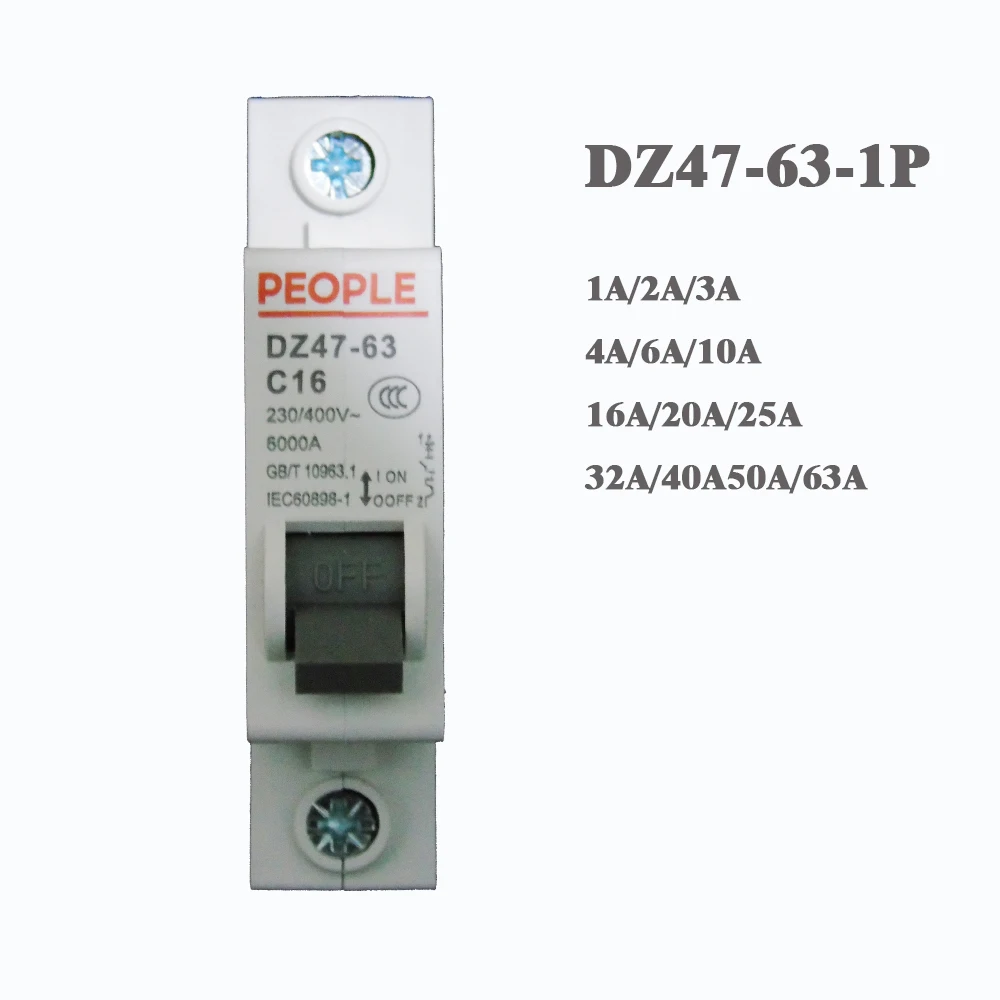 1P 220v-400V 1A/2A/3A/4A/6A/10A/16A/20A/25A/32A/40A/50A/63A dz47-63 CE approval Air switch Household circuit breaker
1P 220v-400V 1A/2A/3A/4A/6A/10A/16A/20A/25A/32A/40A/50A/63A dz47-63 CE approval Air switch Household circuit breaker