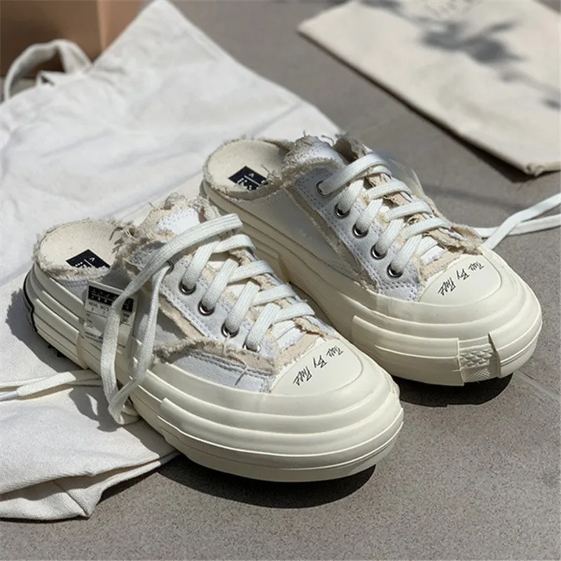 Designer Platform Fashion Ladies Half Slippers Spring Autumn Flat Women's Canvas Shoes Outdoor Leisure Female Vulcanized Shoes
Designer Platform Fashion Ladies Half Slippers Spring Autumn Flat Women's Canvas Shoes Outdoor Leisure Female Vulcanized Shoes