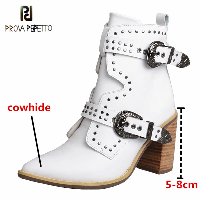 Prova Perfetto High Quality Genuine Leather Women's Ankle Boots Buckle Strap Rivet Solid Color Pointed Toe Zipper-Sid Lady Boots
Prova Perfetto High Quality Genuine Leather Women's Ankle Boots Buckle Strap Rivet Solid Color Pointed Toe Zipper-Sid Lady Boots