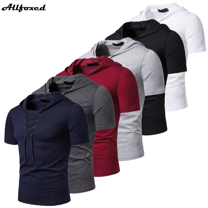 Men's Casual Lace-up Hooded T-shirt Men 2021 New Short Sleeve Streetwear O Neck Male Summer Casual Slim Fit Hoody Tee Shirt
Men's Casual Lace-up Hooded T-shirt Men 2021 New Short Sleeve Streetwear O Neck Male Summer Casual Slim Fit Hoody Tee Shirt