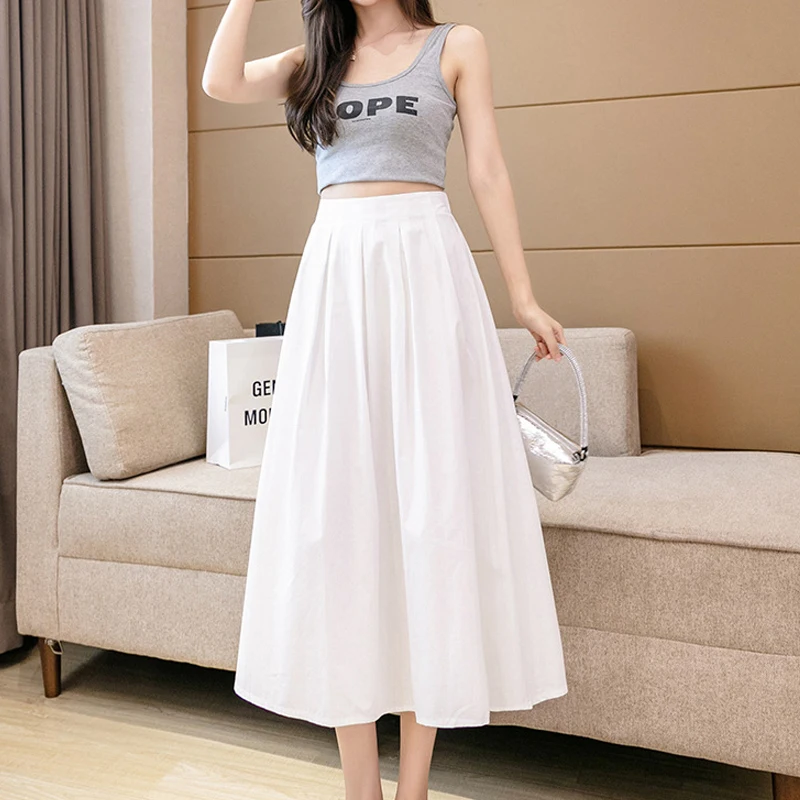 High Waist Women Skirt Summer 2021 Black A-Line Maxi Skirt College Style Casual Elastic Bands Lady Pleated Midi Skirts
High Waist Women Skirt Summer 2021 Black A-Line Maxi Skirt College Style Casual Elastic Bands Lady Pleated Midi Skirts