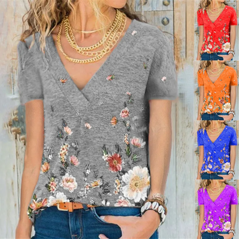 2021 spring/summer new European and American cross-border women's V-neck set head print short-sleeved T-shirt
2021 spring/summer new European and American cross-border women's V-neck set head print short-sleeved T-shirt