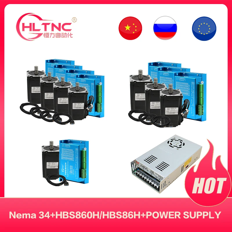 HLTNC 3 4 Axis Nema34 4.5N 8.5N 12N Closed Loop Stepper Motor Kit + HBS860H/HBS86H DC Motor Driver + 400w60v CNC Power Supply
HLTNC 3 4 Axis Nema34 4.5N 8.5N 12N Closed Loop Stepper Motor Kit + HBS860H/HBS86H DC Motor Driver + 400w60v CNC Power Supply