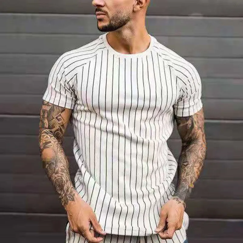 2021 new men's casual round neck stripe short sleeve printing long Pullover men's T-shirt
2021 new men's casual round neck stripe short sleeve printing long Pullover men's T-shirt