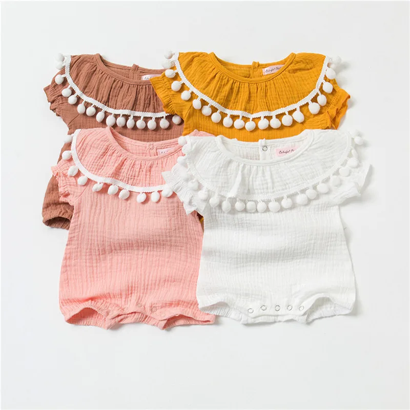 Cute Newborn Baby Girl Romper 2017 Summer short sleeve Princess fur ball Sunsuit One Pieces Tassel Clothes free drop shipping
Cute Newborn Baby Girl Romper 2017 Summer short sleeve Princess fur ball Sunsuit One Pieces Tassel Clothes free drop shipping