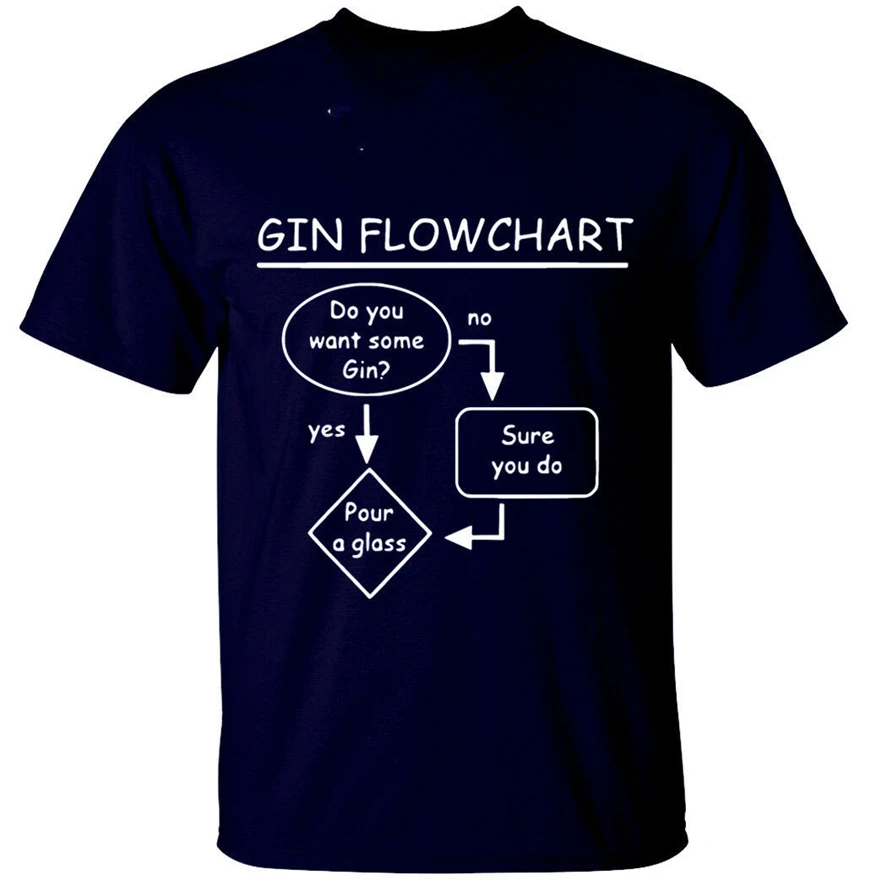 Gin Flowchart Мужская футболка Веселая Lovers подарок идея классические уникальные