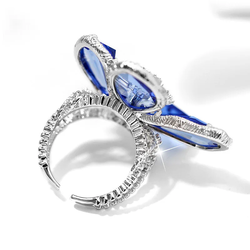 Europe America Fashion Exaggerate Blue Pink Crystal Flower Open Rings Fashion Temperament Forefinger Rings Women Wedding Jewelry
Europe America Fashion Exaggerate Blue Pink Crystal Flower Open Rings Fashion Temperament Forefinger Rings Women Wedding Jewelry