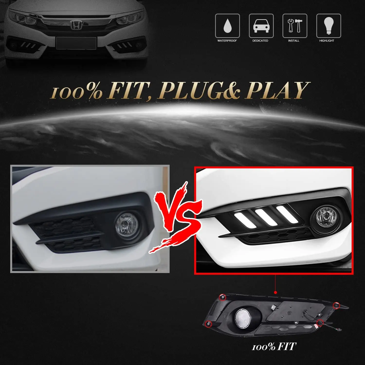 Mustang Style DRL LED Daytime Running signal Lights Turning Lights for 2016 2017 2018 Tenth Generation Honda Civic- FC1, FC2
Mustang Style DRL LED Daytime Running signal Lights Turning Lights for 2016 2017 2018 Tenth Generation Honda Civic- FC1, FC2
