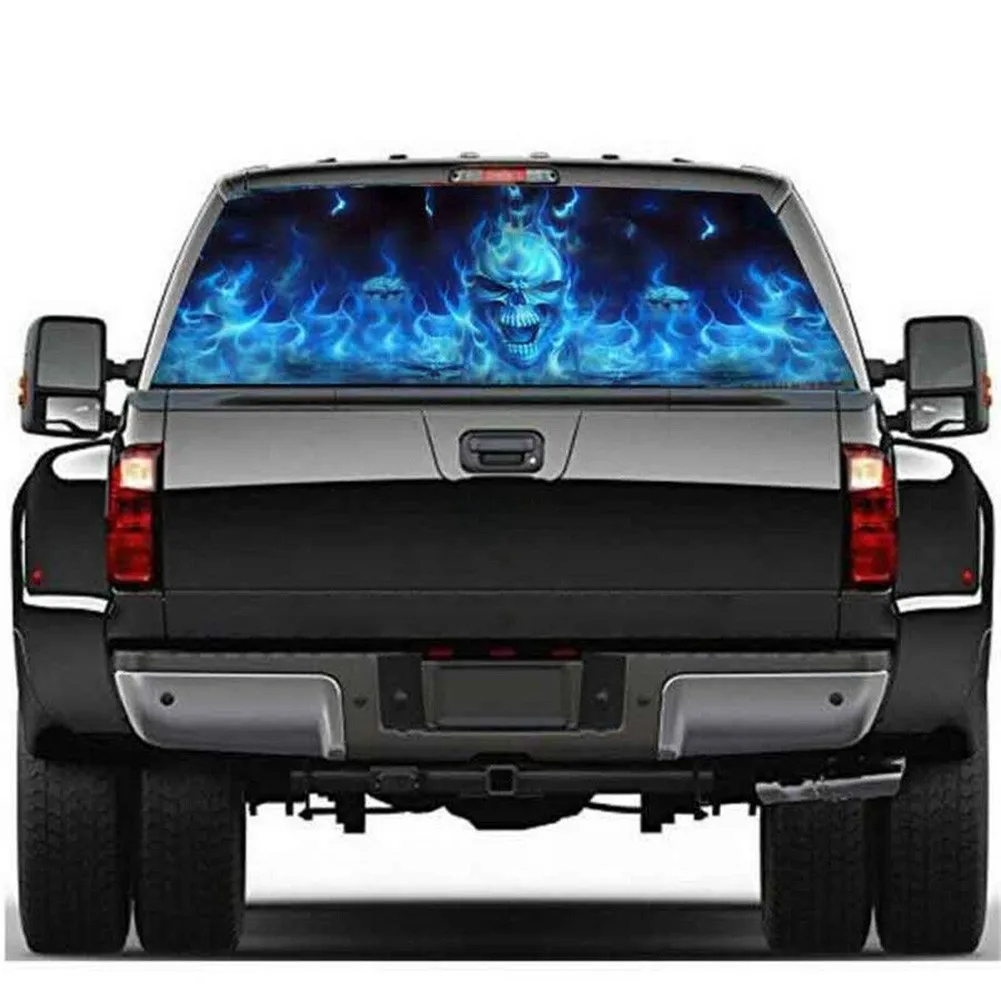 147x46cm Blue Flaming Skull Rear Window Decal Vinyl Film Car Stickers Waterproof Auto Truck Suv Car Accessories
147x46cm Blue Flaming Skull Rear Window Decal Vinyl Film Car Stickers Waterproof Auto Truck Suv Car Accessories