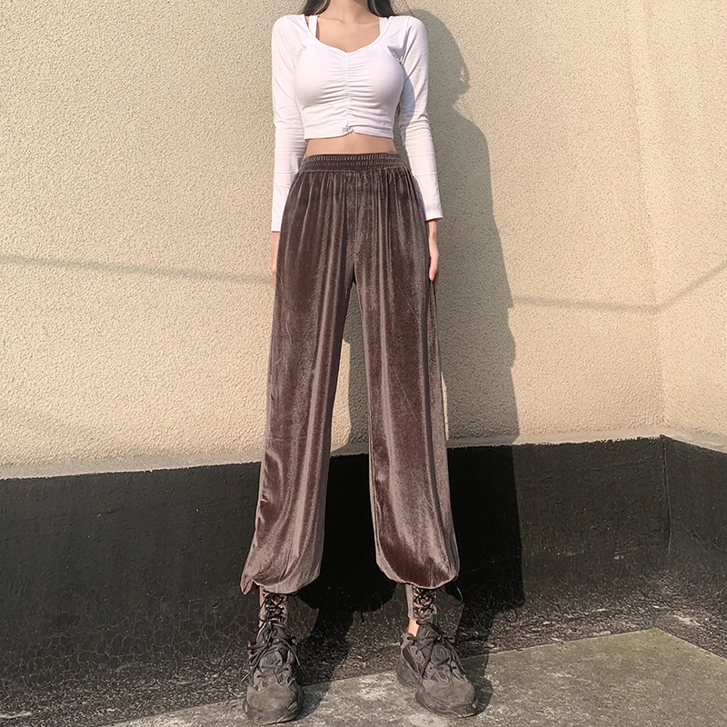 Brown Velvet Y2k Sweatpants Tracksuit Women's Pants Joggers Lace-Up High Waist Fashion Harajuku Gray Trousers For Female Capris
Brown Velvet Y2k Sweatpants Tracksuit Women's Pants Joggers Lace-Up High Waist Fashion Harajuku Gray Trousers For Female Capris