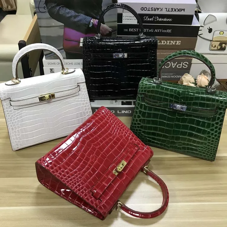 

New Women's bag Handbag Large Simple Shoulder Female Messenger Crocodile Pattern Platinum Luxury Genuine Leather