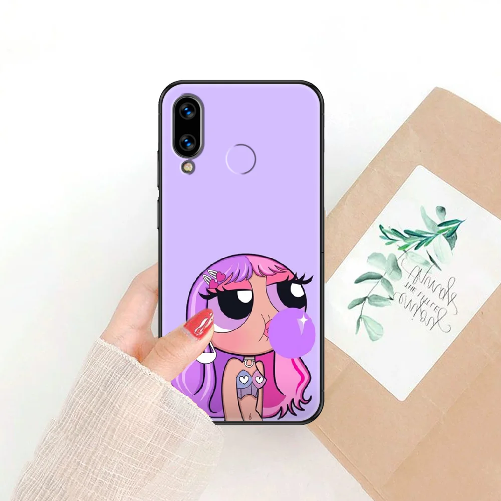 Cute Cartoon American Police Woman PPG Phone case For Huawei Honor 6 7 8 9 10 10i 20 A C X Lite Pro Play black art funda