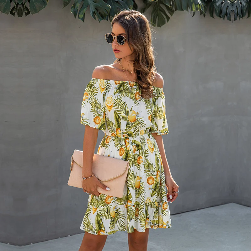2021 New Summer Ladies Sexy Off The Shoulder Dress Women Casual Slash Neck Print High Waist Half Sleeve Mini Dress
2021 New Summer Ladies Sexy Off The Shoulder Dress Women Casual Slash Neck Print High Waist Half Sleeve Mini Dress