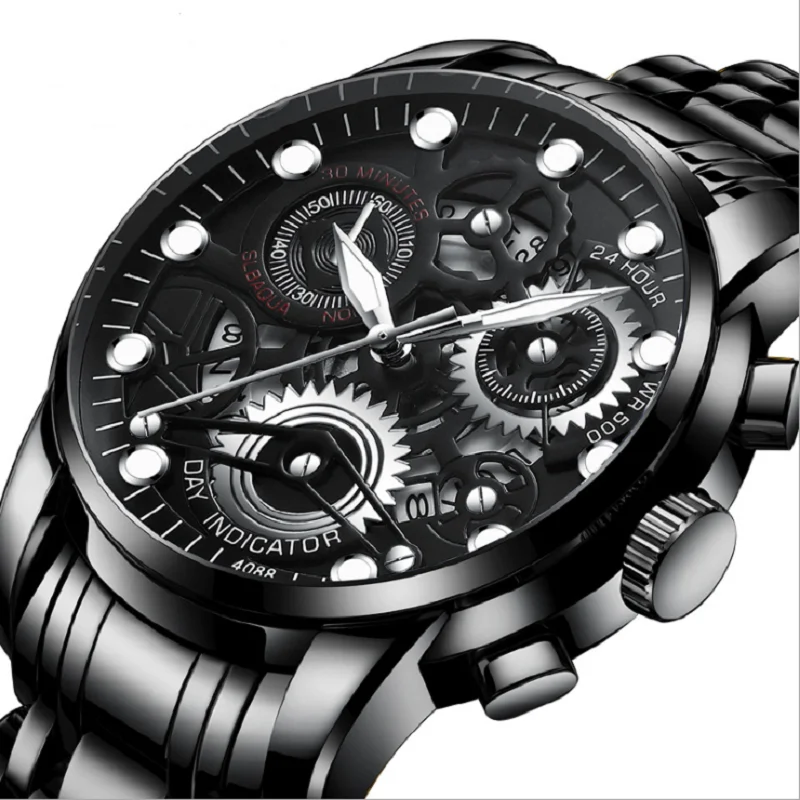 High Quality Metal Men's Electronic Quartz Alloy Hollow Design Waterproof Black Light Perpetual Calendar Business Leisure Watch
High Quality Metal Men's Electronic Quartz Alloy Hollow Design Waterproof Black Light Perpetual Calendar Business Leisure Watch