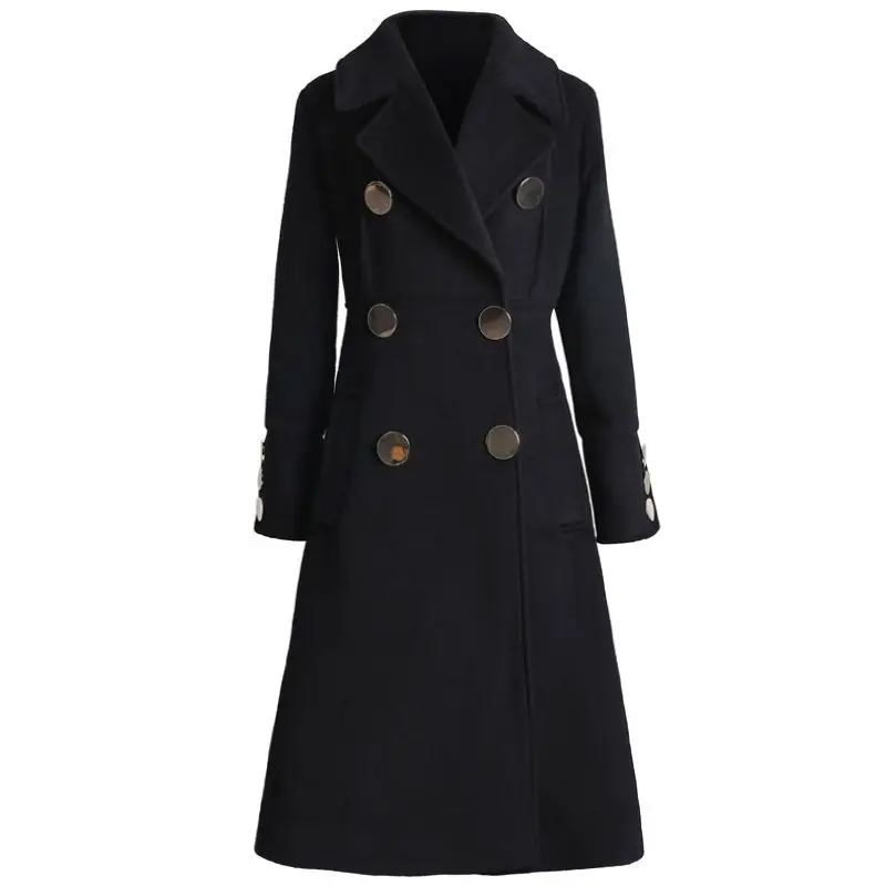 2020 New Korean Women's Black Woolen Coat Autumn Winter Long Slim Bouble Breasted Outwear Female Wool Overcoat Jacket Y600
2020 New Korean Women's Black Woolen Coat Autumn Winter Long Slim Bouble Breasted Outwear Female Wool Overcoat Jacket Y600