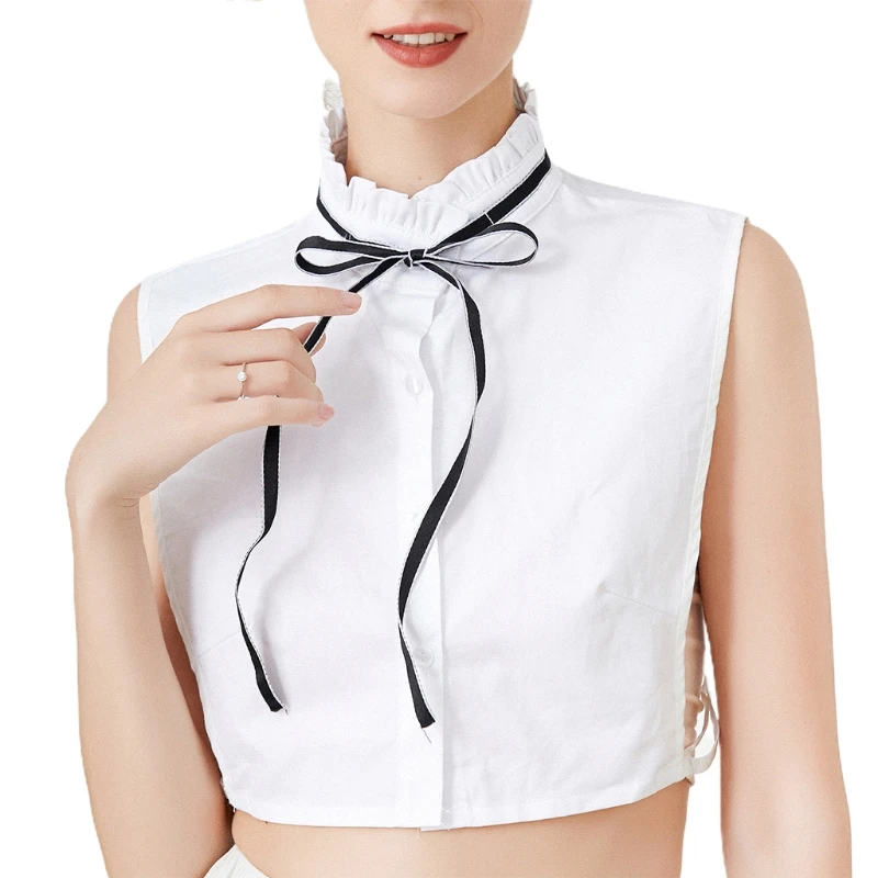 Women Vintage Ruffles Stand Faux Collar Detachable Lace-Up Bowknot Elegant Half Shirt Blouse Dickey Decorative Crop Top
Women Vintage Ruffles Stand Faux Collar Detachable Lace-Up Bowknot Elegant Half Shirt Blouse Dickey Decorative Crop Top