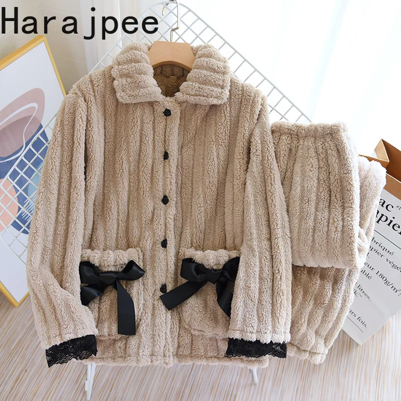 Женская утолщенная фланелевая Домашняя одежда Harajpee кавайная Пижама для осени и зимы, коралловый бархат, женские теплые костюмы для улицы, ... 
Женская утолщенная фланелевая Домашняя одежда Harajpee кавайная Пижама для осени и зимы, коралловый бархат, женские теплые костюмы для улицы, ...
