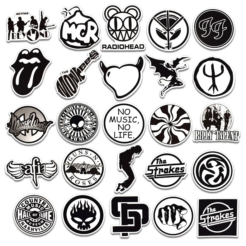 10/30/50pcs Retro Rock Roll Band Music Black White Stickers Punk Cool Guitar Skateboard Suitcase Kids Classic Toy Decal Stickers
10/30/50pcs Retro Rock Roll Band Music Black White Stickers Punk Cool Guitar Skateboard Suitcase Kids Classic Toy Decal Stickers