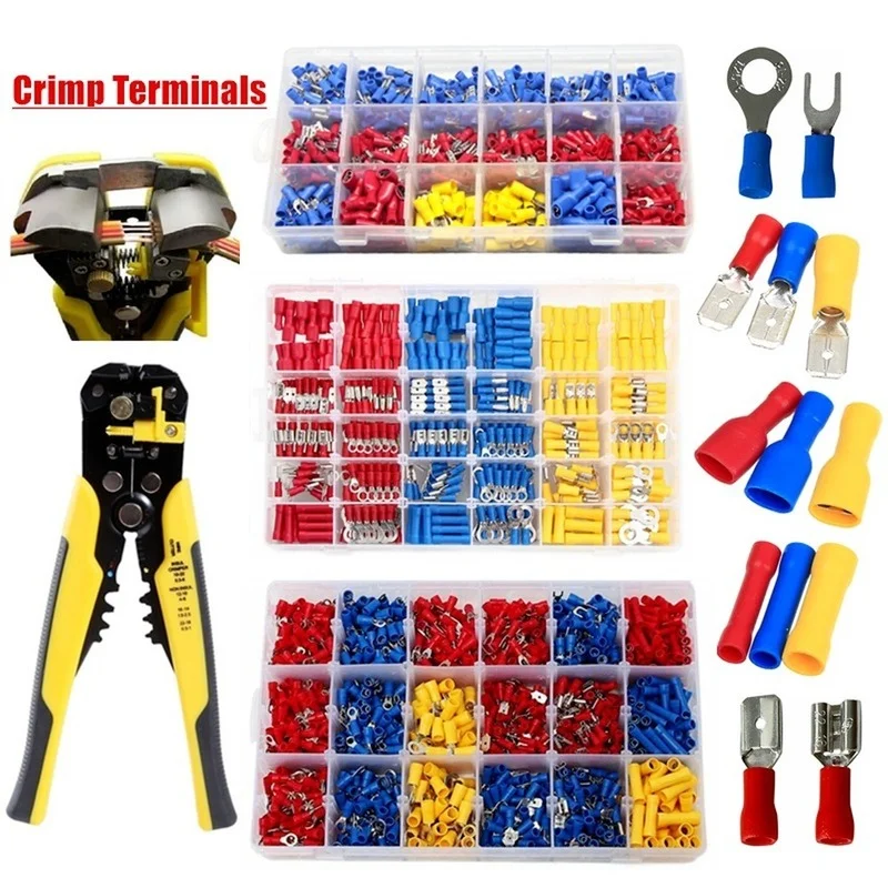 1200/660/300PCS Insulated Cable Connector Electrical Wire Assorted Crimp Spade Butt Ring Fork Set Ring Lugs Rolled Terminals Kit 
1200/660/300PCS Insulated Cable Connector Electrical Wire Assorted Crimp Spade Butt Ring Fork Set Ring Lugs Rolled Terminals Kit