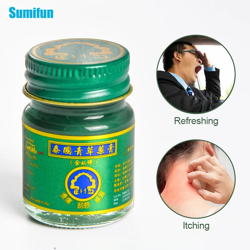 1pcs 15g Thailand Green Herbal Ointment Mint Cool Cream For Headache Toothache Dizziness Pain Relief Balm Medical Plaster P0052
1pcs 15g Thailand Green Herbal Ointment Mint Cool Cream For Headache Toothache Dizziness Pain Relief Balm Medical Plaster P0052