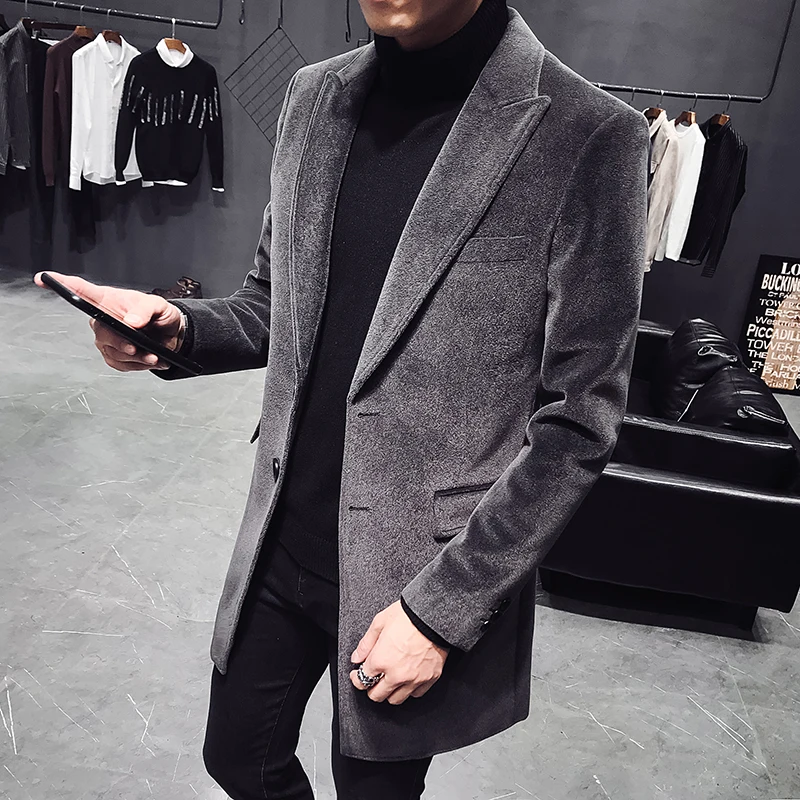 Fashion Mens Trench Coat Jacket Winter Men Business Casual Solid Rabbit hair Woolen cloth coat Slim Fit Long Warm Thick Clothes
Fashion Mens Trench Coat Jacket Winter Men Business Casual Solid Rabbit hair Woolen cloth coat Slim Fit Long Warm Thick Clothes