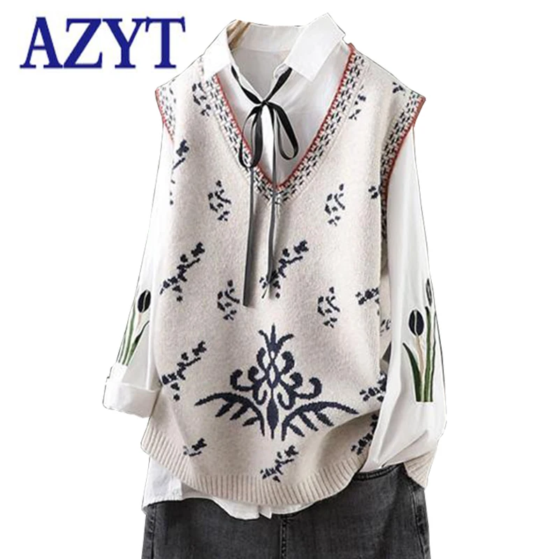 AZYT, модный свитер для детей, вязаный жилет с треугольным вырезом для женщин в винтажном стиле Стиль Chic печати вязать без рукавов куртка женс...
AZYT, модный свитер для детей, вязаный жилет с треугольным вырезом для женщин в винтажном стиле Стиль Chic печати вязать без рукавов куртка женс...