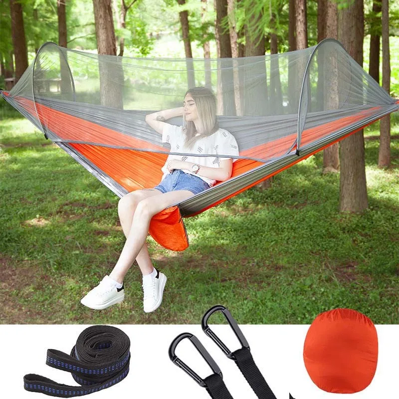 Outdoor Camping Hammock with Mosquito Net 1-2 Person Portable Hanging Bed Quick Open Air Swing Tent Bed Sleeping Bag Hammock
Outdoor Camping Hammock with Mosquito Net 1-2 Person Portable Hanging Bed Quick Open Air Swing Tent Bed Sleeping Bag Hammock