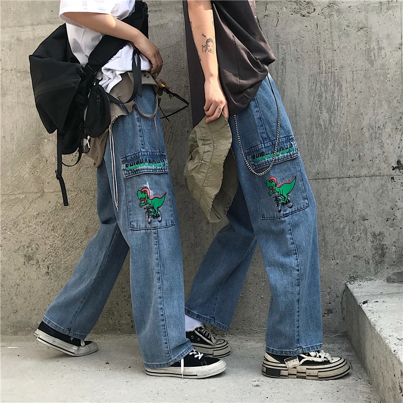 Harajuku Boyfriend Jeans For Women Cartoon Dinosaur Jeans Loose High Waist Denim Trousers Big Pocket Overalls Female Pants
Harajuku Boyfriend Jeans For Women Cartoon Dinosaur Jeans Loose High Waist Denim Trousers Big Pocket Overalls Female Pants