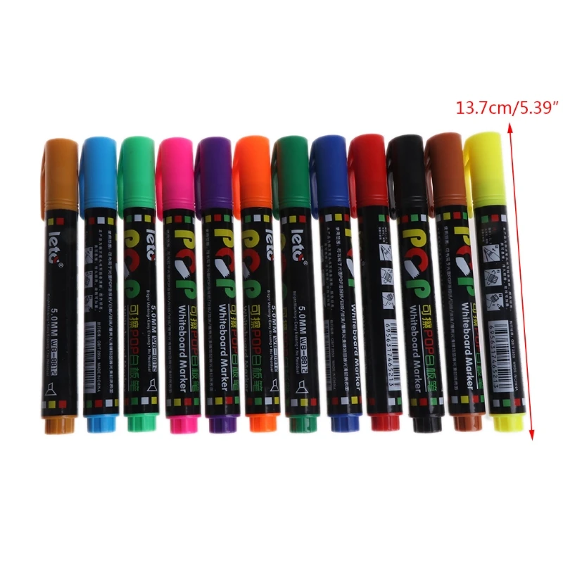 12 Color Whiteboard Marker Erasable POP Paper Glass Dry Erasing 5mm Writting Pen N1HD 
12 Color Whiteboard Marker Erasable POP Paper Glass Dry Erasing 5mm Writting Pen N1HD