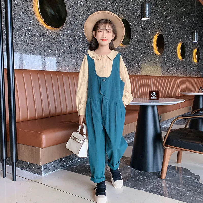 2021 New Teens Clothing Sets Spring Autumn Kids Suits Children Girls Kids Top Shirts + Overalls Pants 2pcs Set Baby Green Khaki
2021 New Teens Clothing Sets Spring Autumn Kids Suits Children Girls Kids Top Shirts + Overalls Pants 2pcs Set Baby Green Khaki