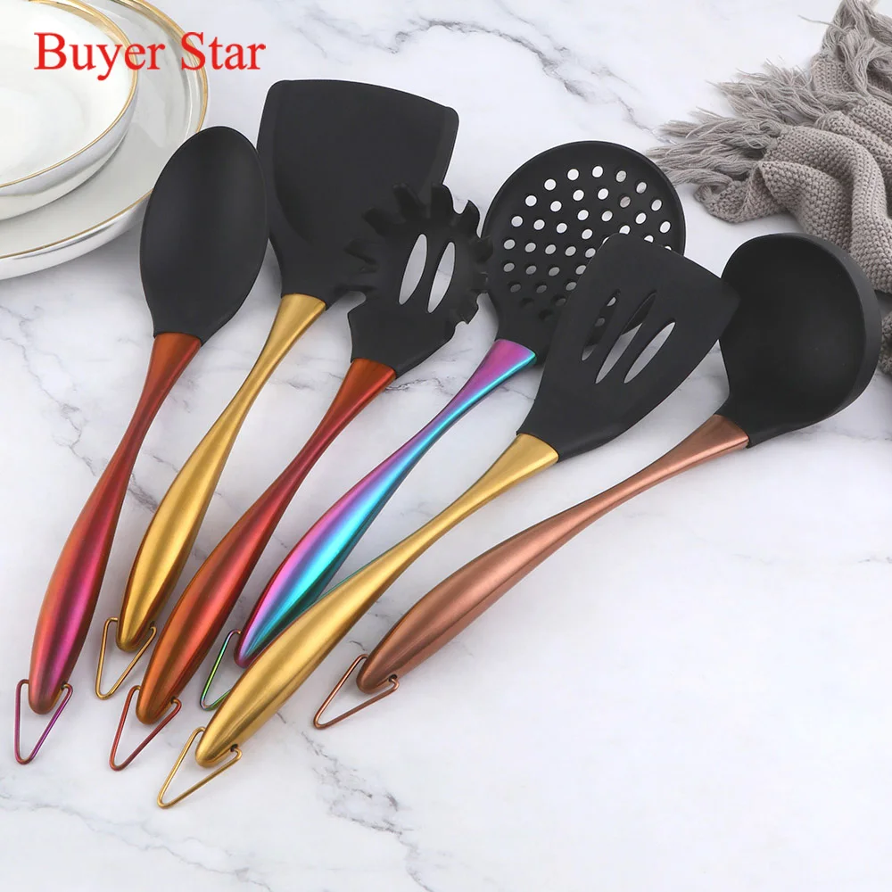 6/7PCS Silicone Cooking Utensil Set Steel Handle Tableware Spoon Turner Rice Colander Soup Skimmer Scoop Kitchen Reusable Tool
6/7PCS Silicone Cooking Utensil Set Steel Handle Tableware Spoon Turner Rice Colander Soup Skimmer Scoop Kitchen Reusable Tool