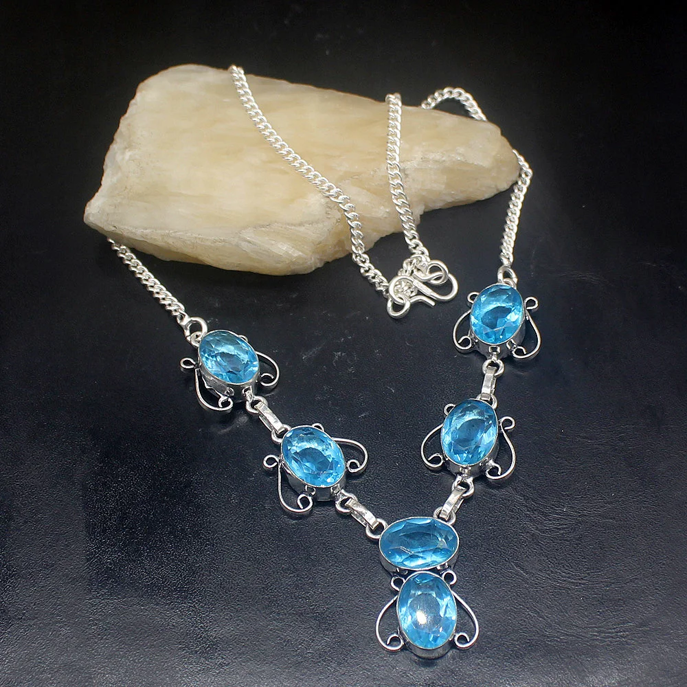 Gemstonefactory Jewelry Big Promotion 925 Silver Gushing Shiny Blue Topaz Ladies Women Chain Necklace 43cm 20213521
Gemstonefactory Jewelry Big Promotion 925 Silver Gushing Shiny Blue Topaz Ladies Women Chain Necklace 43cm 20213521