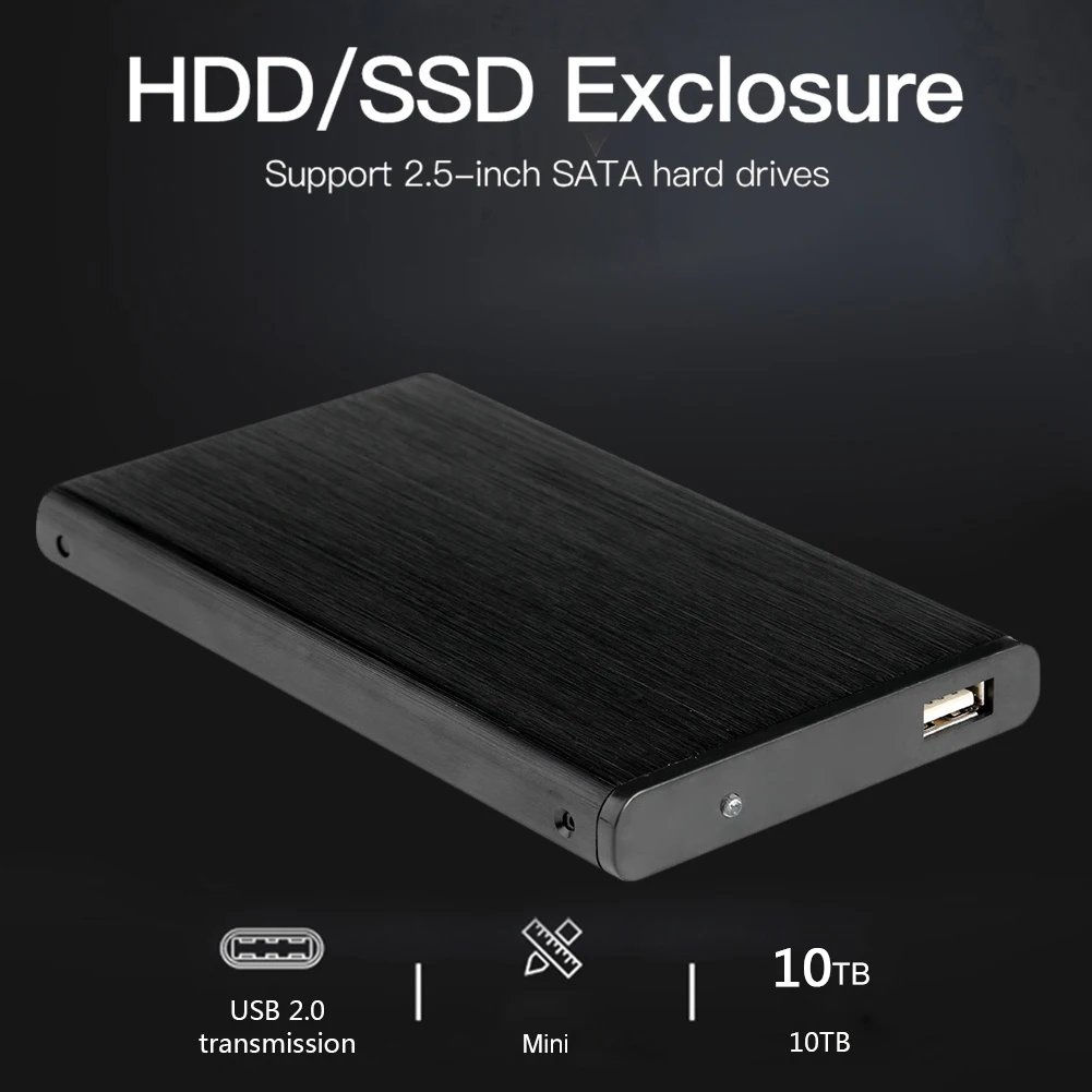 USB 2.0 Hard Drive Case 10TB SATA HDD SSD Box Portable 2.5 inch Aluminum Alloy for Office Caring Computer Supplies 
USB 2.0 Hard Drive Case 10TB SATA HDD SSD Box Portable 2.5 inch Aluminum Alloy for Office Caring Computer Supplies