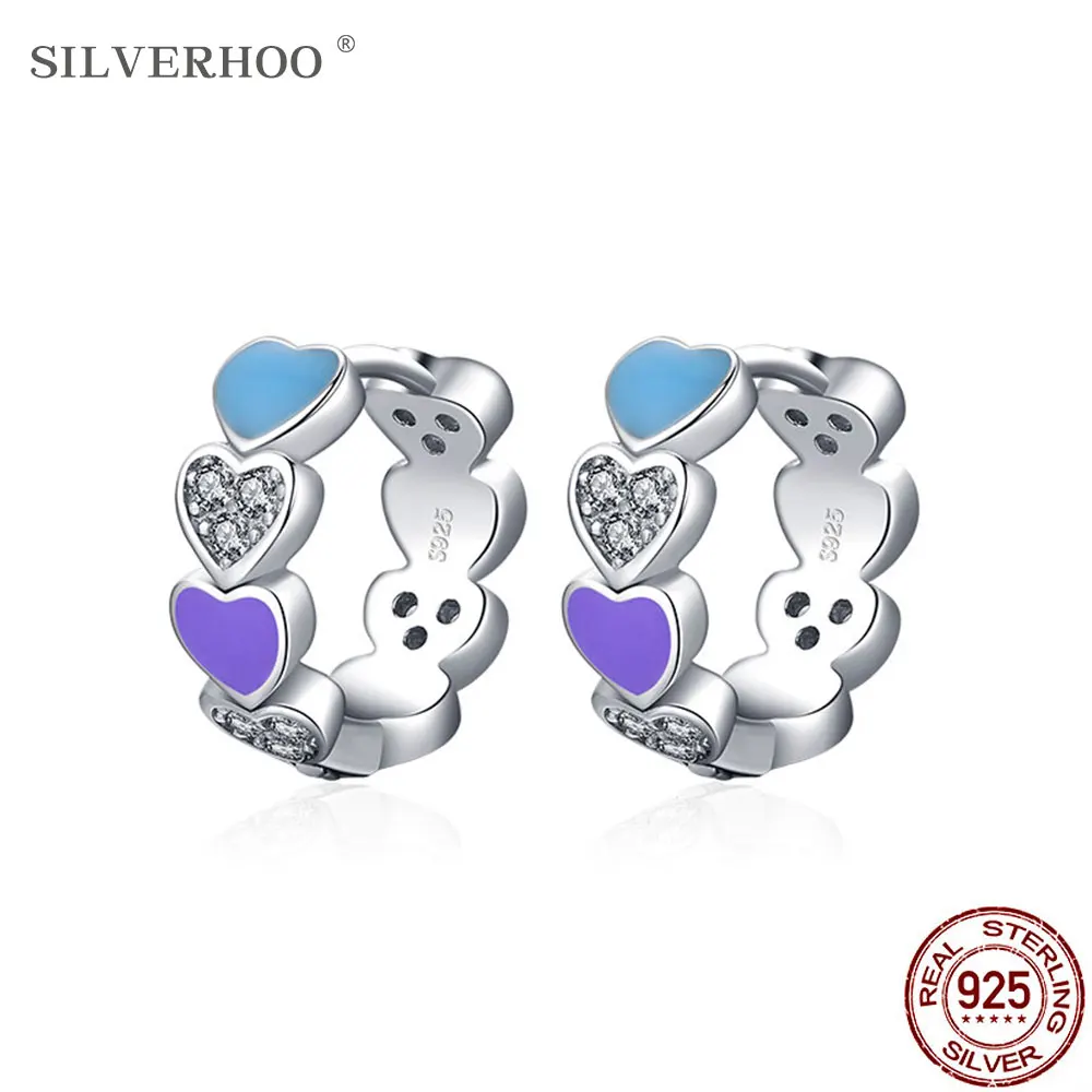 SILVERHOO 100% 925 Sterling Silver Trendy Clear CZ Heart Enamel Rainbow Color Hoop Earrings For Women 2021 New Female Jewelry
SILVERHOO 100% 925 Sterling Silver Trendy Clear CZ Heart Enamel Rainbow Color Hoop Earrings For Women 2021 New Female Jewelry