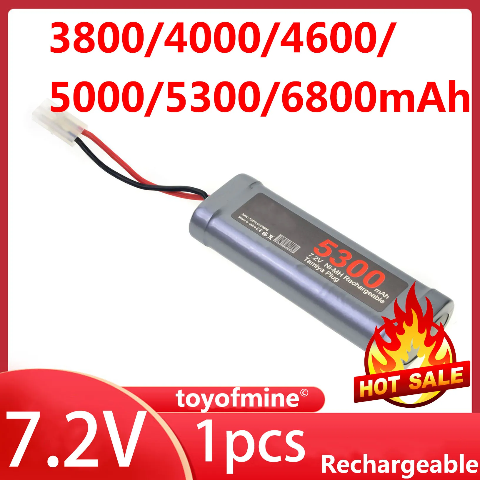 1pc NiMH 7.2V 3800mAh/4000mAh/4600mAh/5000mAh/5300mAh/6800mAh RC Plug Tamiya rechargeable battery 
1pc NiMH 7.2V 3800mAh/4000mAh/4600mAh/5000mAh/5300mAh/6800mAh RC Plug Tamiya rechargeable battery