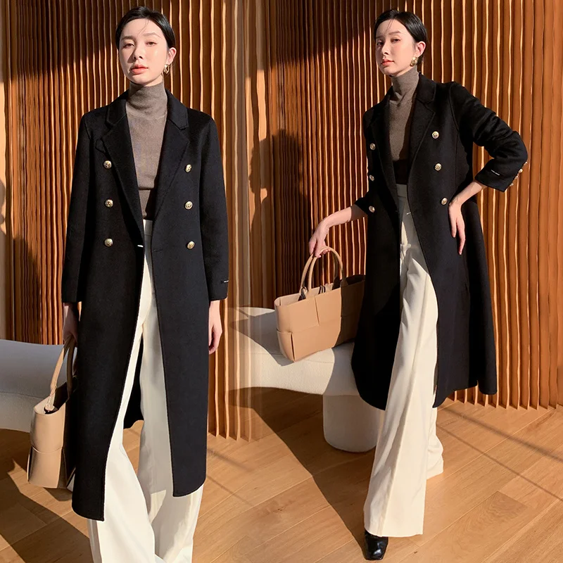 Spot Double-sided Cashmere Hand-stitched Double-breasted Back Slit Slim-fitting Woolen Coat Mid-length
Spot Double-sided Cashmere Hand-stitched Double-breasted Back Slit Slim-fitting Woolen Coat Mid-length